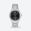 Men's 42mm Black Dial Watch, Steel Bracelet, Black dial / Silver-tone