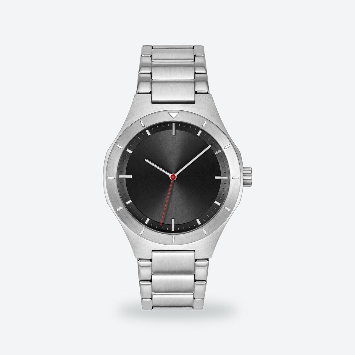 Men's 42mm Black Dial Watch, Steel Bracelet, Black dial / Silver-tone