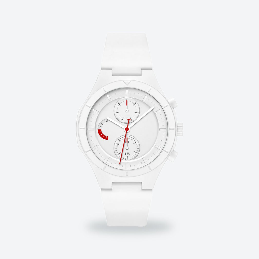 Men's 44mm White Dial Watch, White dial / White