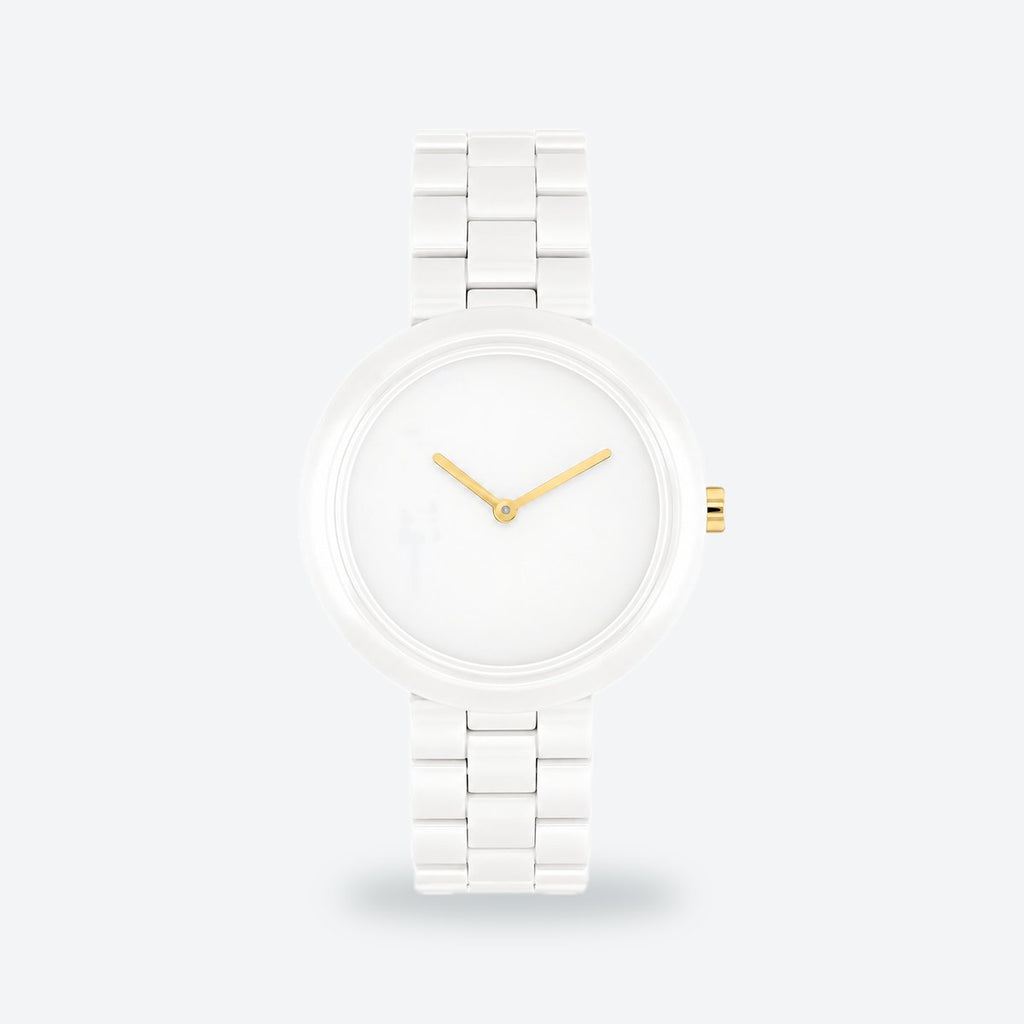Women's 34mm Blue Dial Watch, Steel Bracelet, Style 2, White dial / White