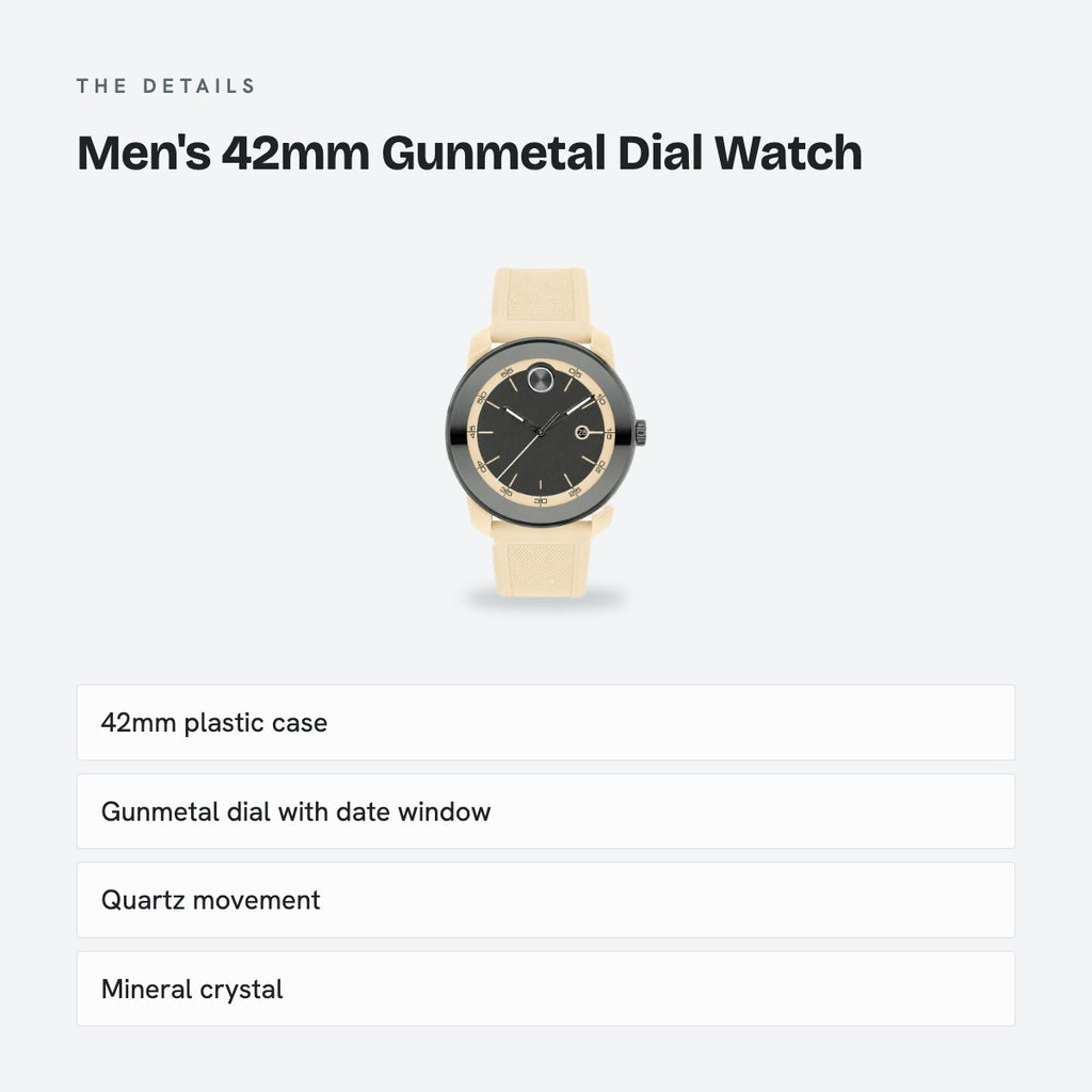 Men's 42mm Gunmetal Dial Watch, details