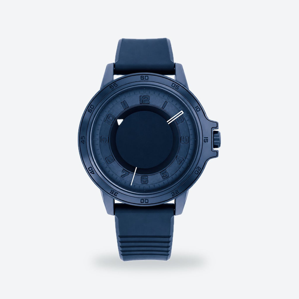 Men's 44mm Blue Dial Watch, Rubber Strap, photo