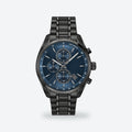 Men's 44mm Blue Dial Chronograph Watch, Steel Bracelet, Style 2, Blue dial / Black