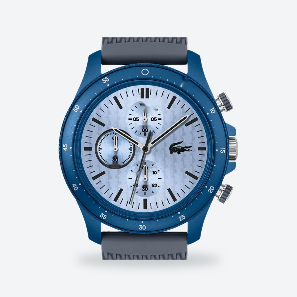 Men's 42mm Blue Dial Chronograph Watch, Rubber Strap, view 2