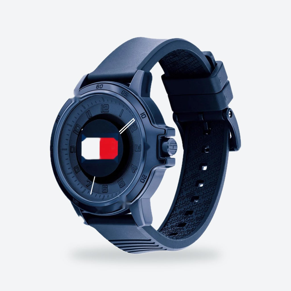 Men's 44mm Blue Dial Watch, Rubber Strap, view 3