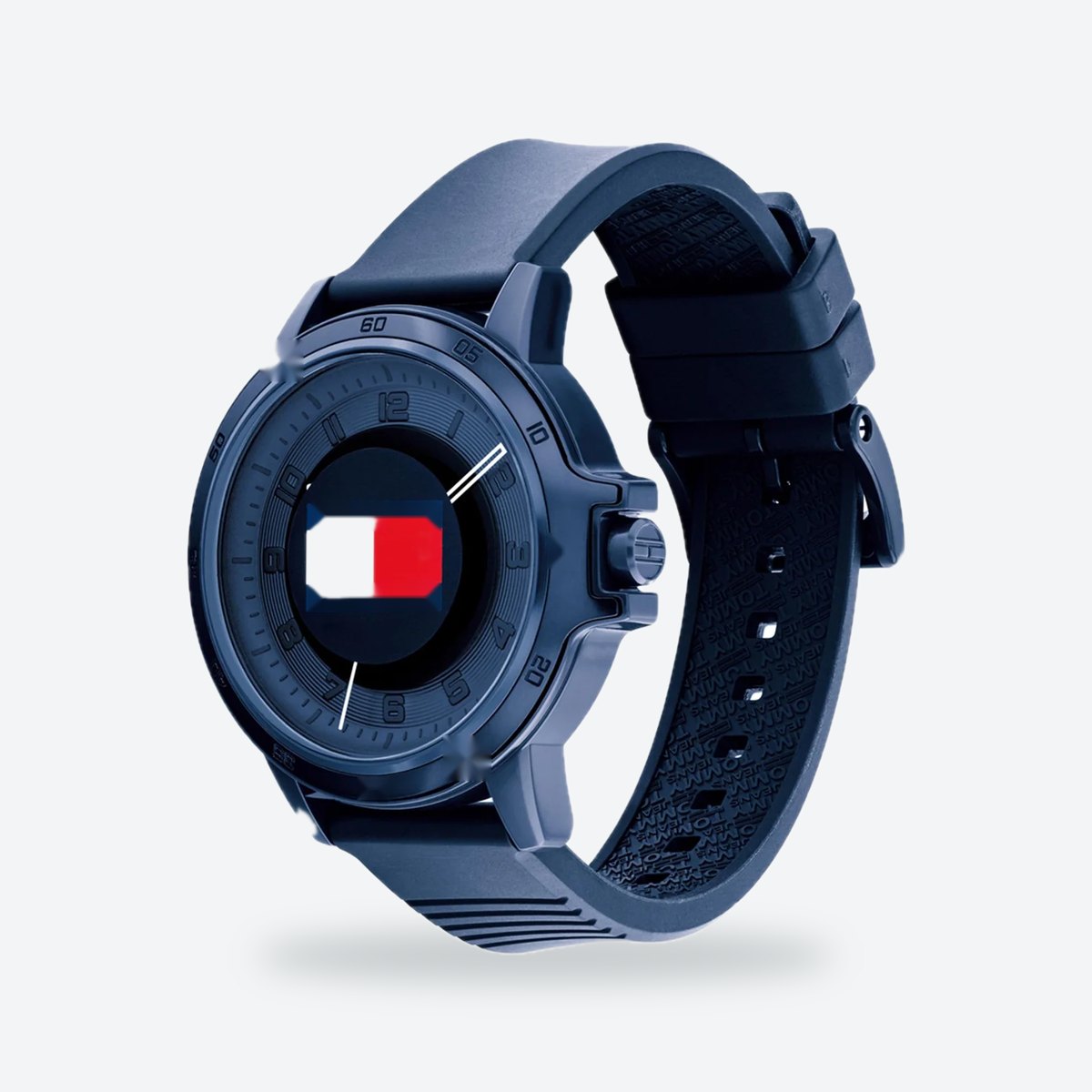 Men's 44mm Blue Dial Watch, Rubber Strap, view 3