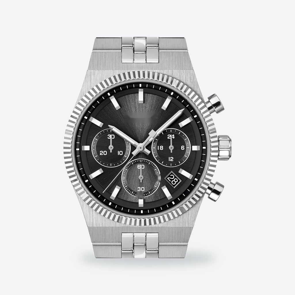 Men's 41mm Black Dial Chronograph Watch, Steel Bracelet, Style 3, view 3