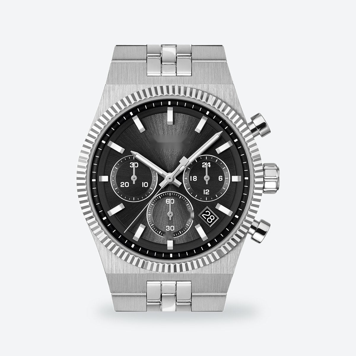 Men's 41mm Black Dial Chronograph Watch, Steel Bracelet, Style 3, view 3