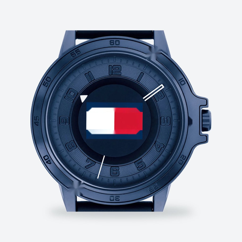 Men's 44mm Blue Dial Watch, Rubber Strap, view 4