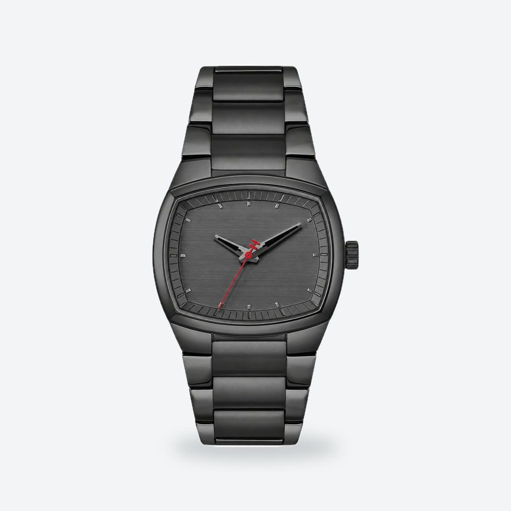 Men's 40mm Silver Dial Watch, Black dial / Black