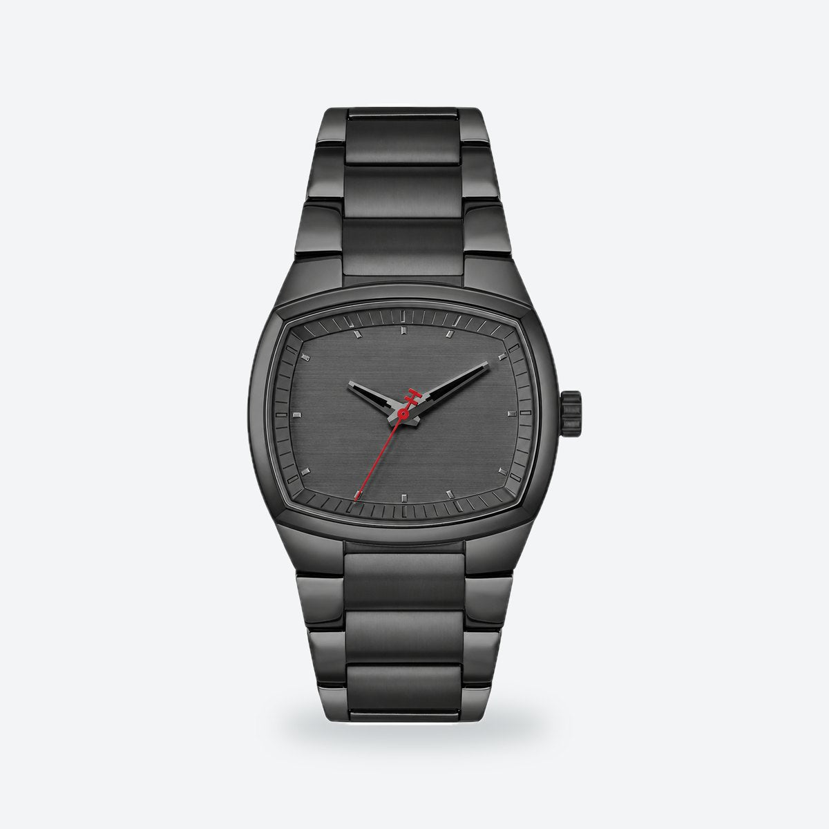 Men's 40mm Silver Dial Watch, Black dial / Black