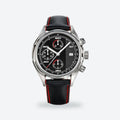 Men's 42mm Black Dial Chronograph Watch, Leather Strap, photo