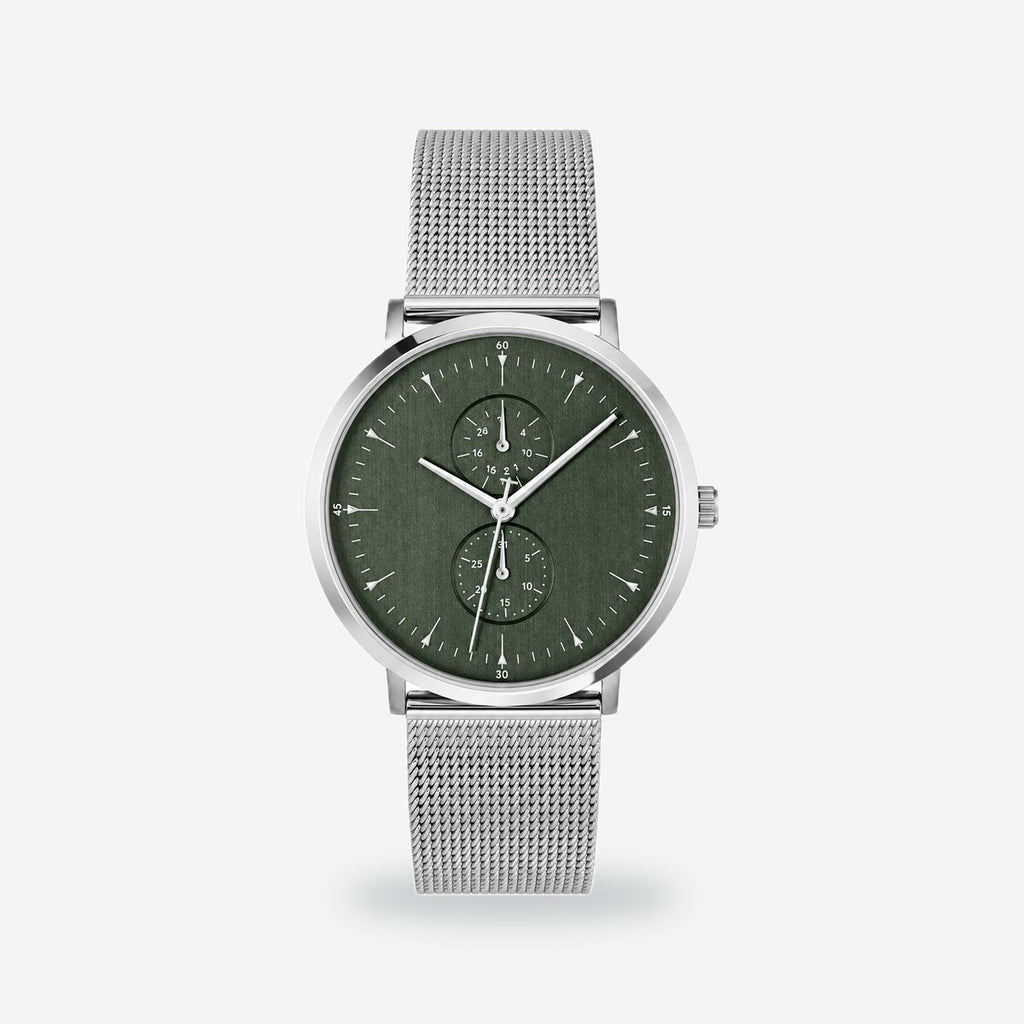 Men's 40mm Green Dial Watch, Steel Bracelet, Green dial / Silver-tone