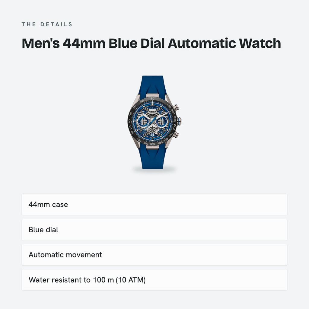 Men's 44mm Blue Dial Automatic Watch, details