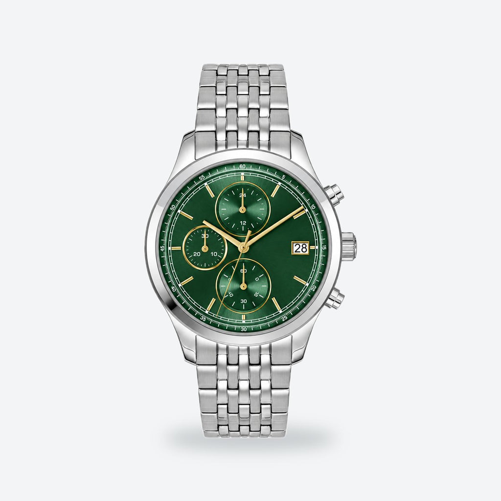 Men's 41mm Green Dial Chronograph Watch, Green dial / Silver-tone