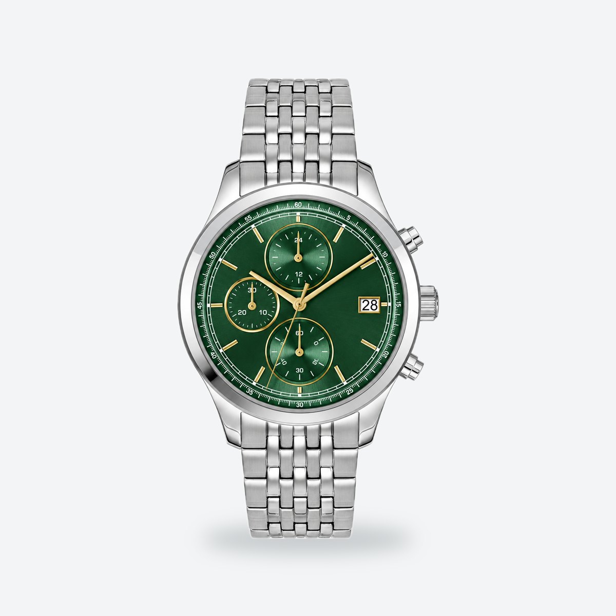 Men's 41mm Green Dial Chronograph Watch, Green dial / Silver-tone