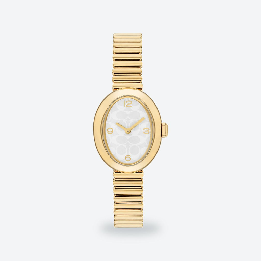 Women's 22mm White Dial Watch, Steel Bracelet, Gold-Tone, photo