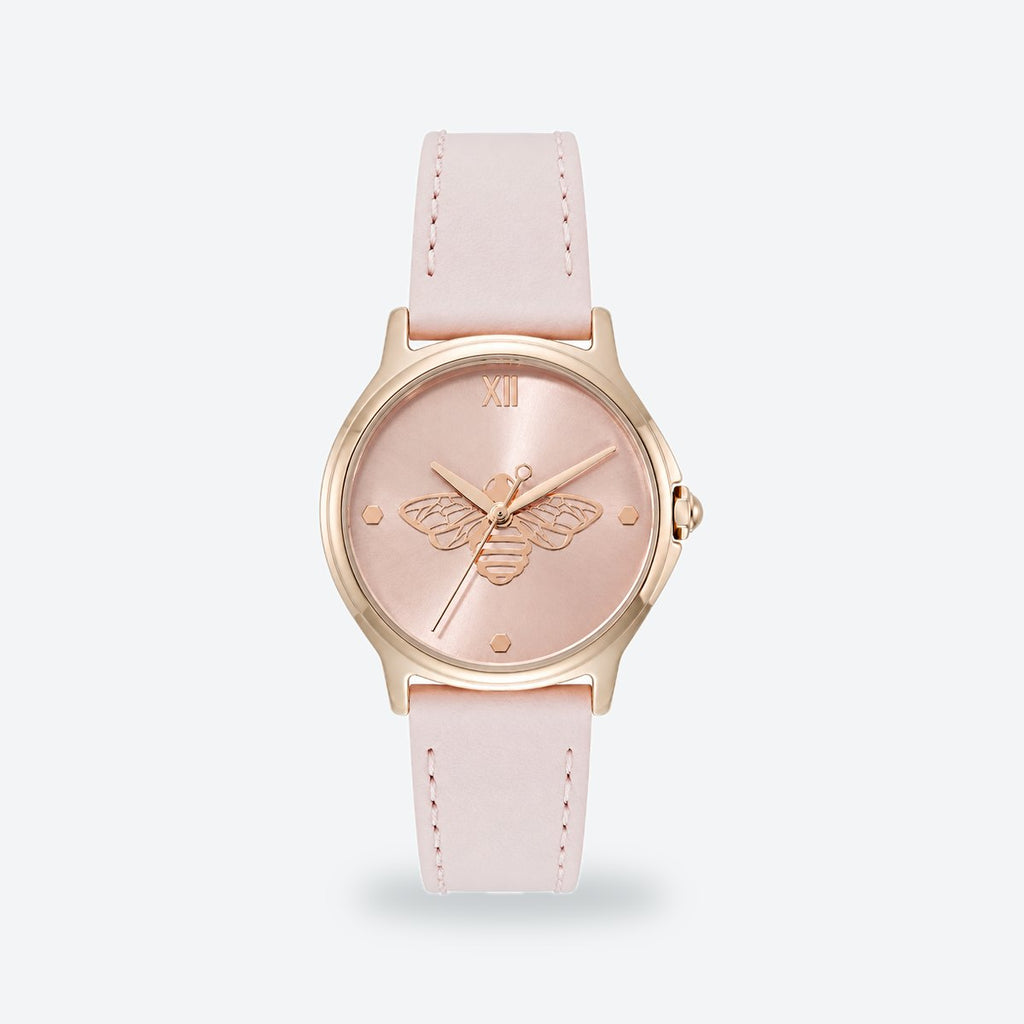 Women's 30mm Pink Dial Watch, Leather Strap, Pink dial / Pink