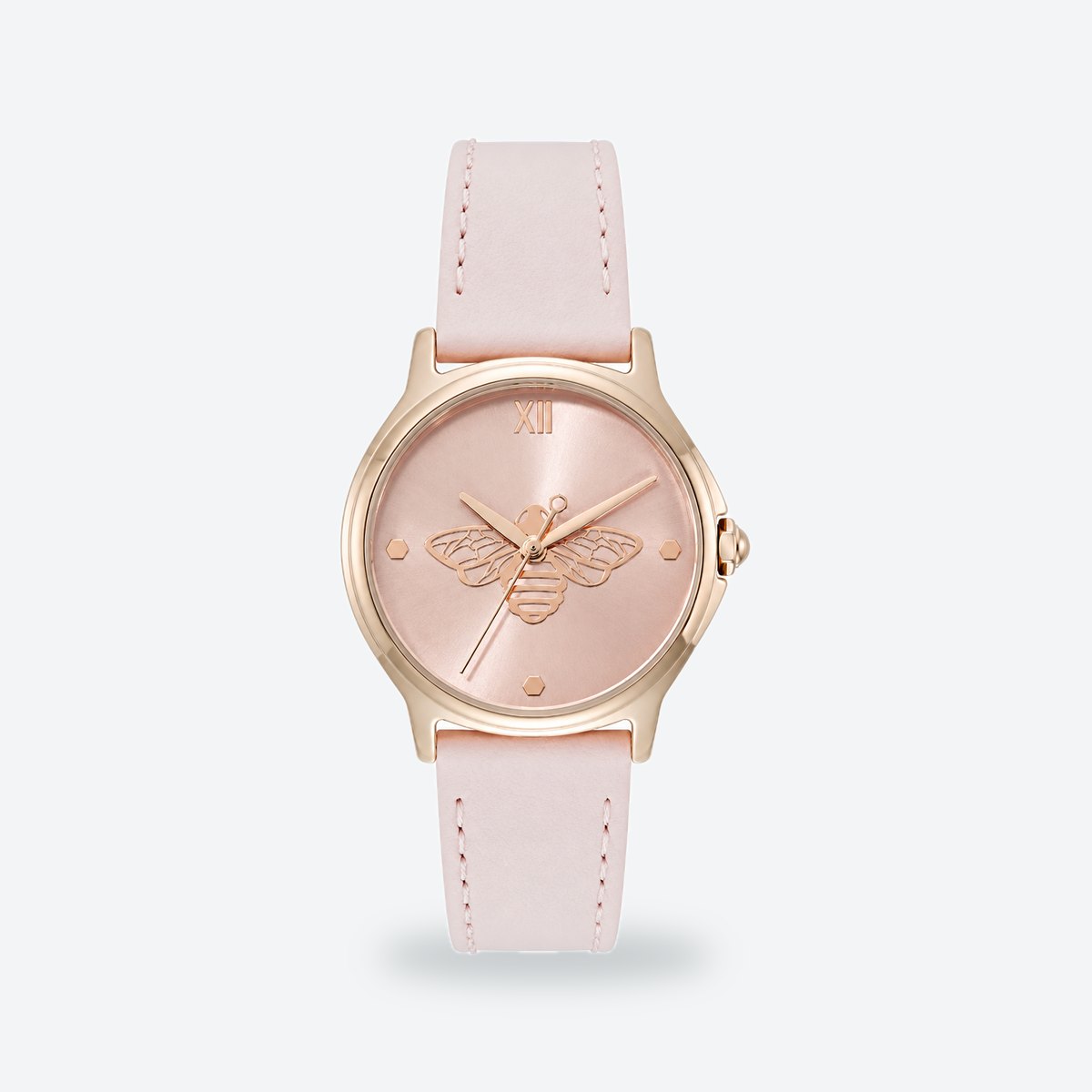 Women's 30mm Pink Dial Watch, Leather Strap, Pink dial / Pink