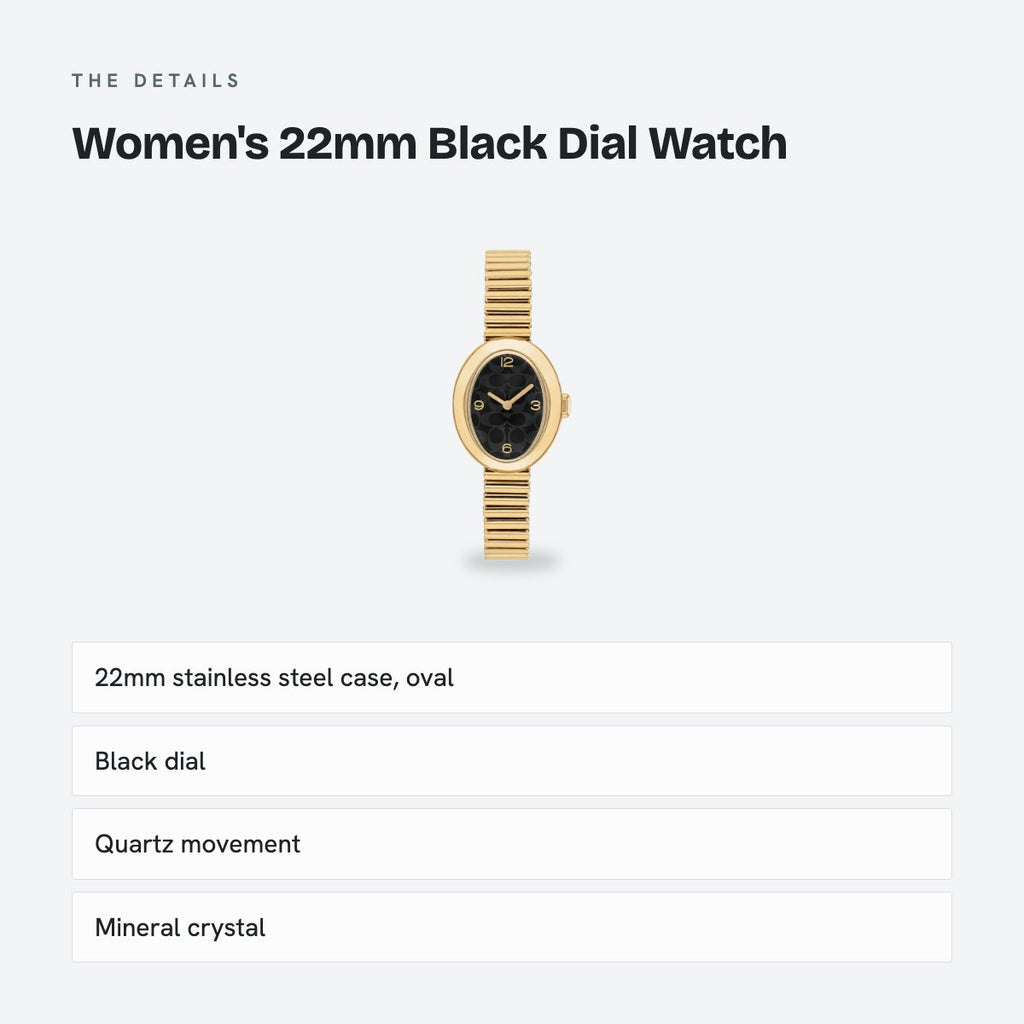 Women's 22mm Black Dial Watch, details