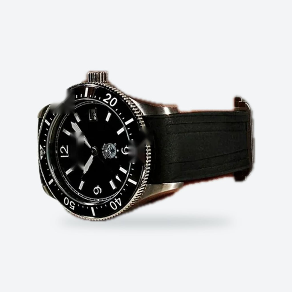Men's 38mm Black Dial Automatic Watch, Rubber Strap, view 2