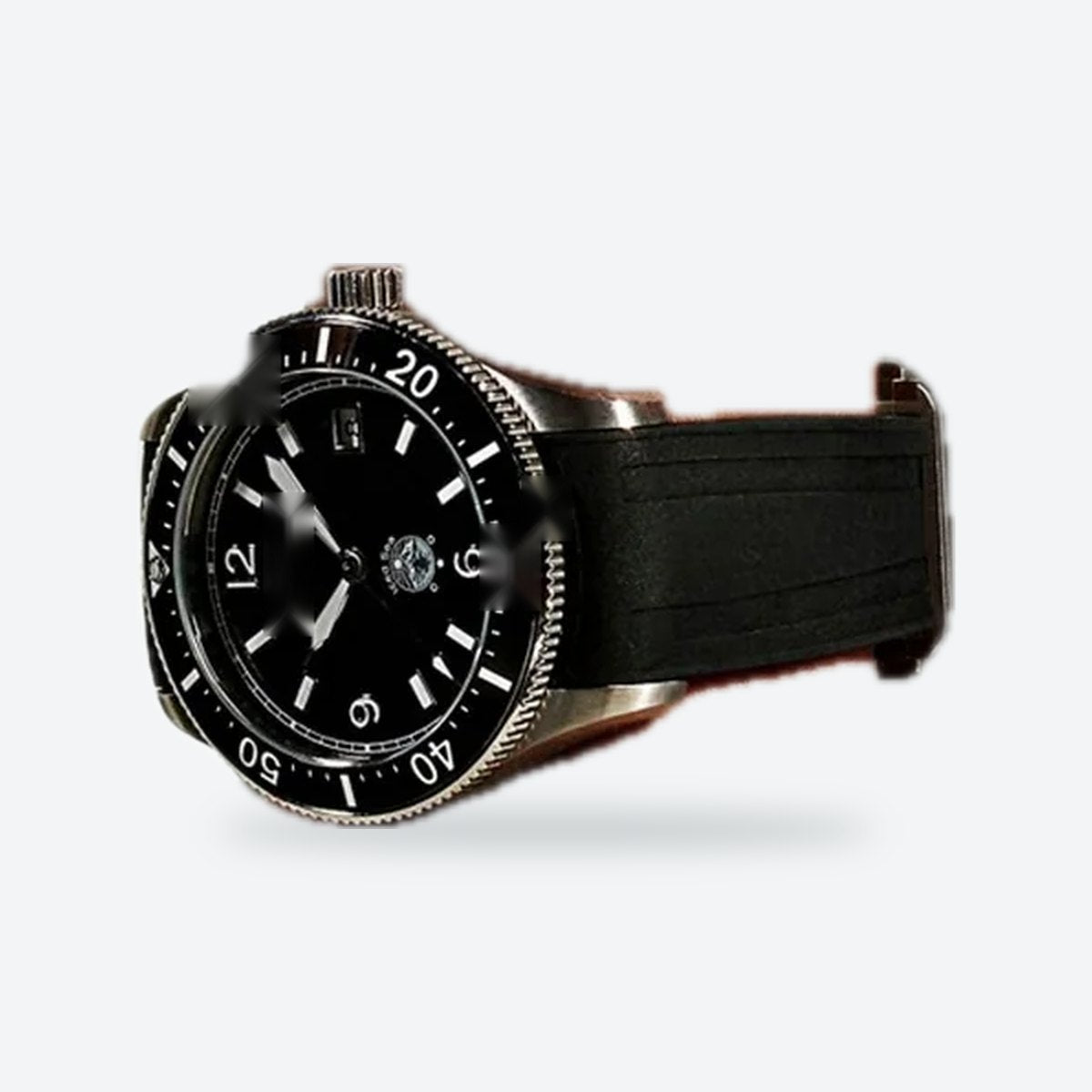 Men's 38mm Black Dial Automatic Watch, Rubber Strap, view 2