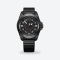 Men's 43mm Black Dial Watch, Rubber Strap, Style 2, Black dial / Black