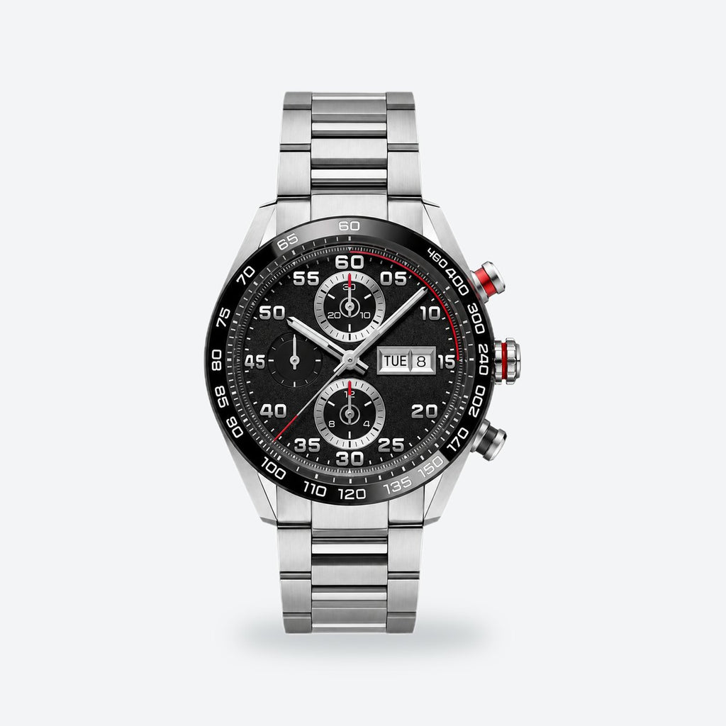 Men's 44mm Green Dial Chronograph Watch, Black dial / Silver-tone