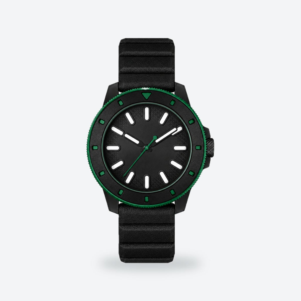 Men's 43mm White Dial Watch, Black dial / Black