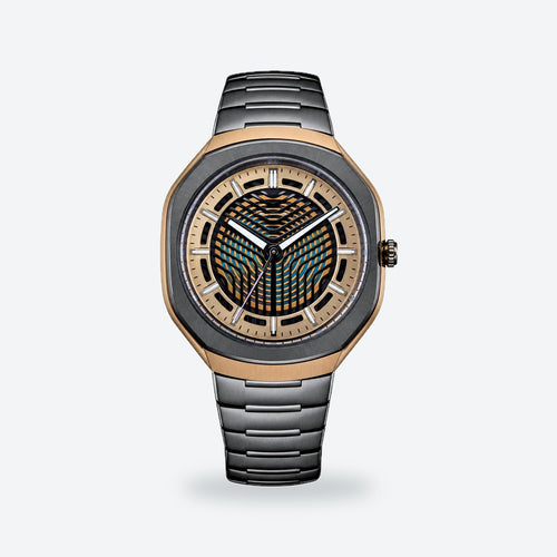 Men's 39mm Gold Dial Watch, Gold dial / Black