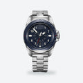 Men's 43mm Blue Dial Watch, Steel Bracelet, Style 4, Blue dial / Silver-tone