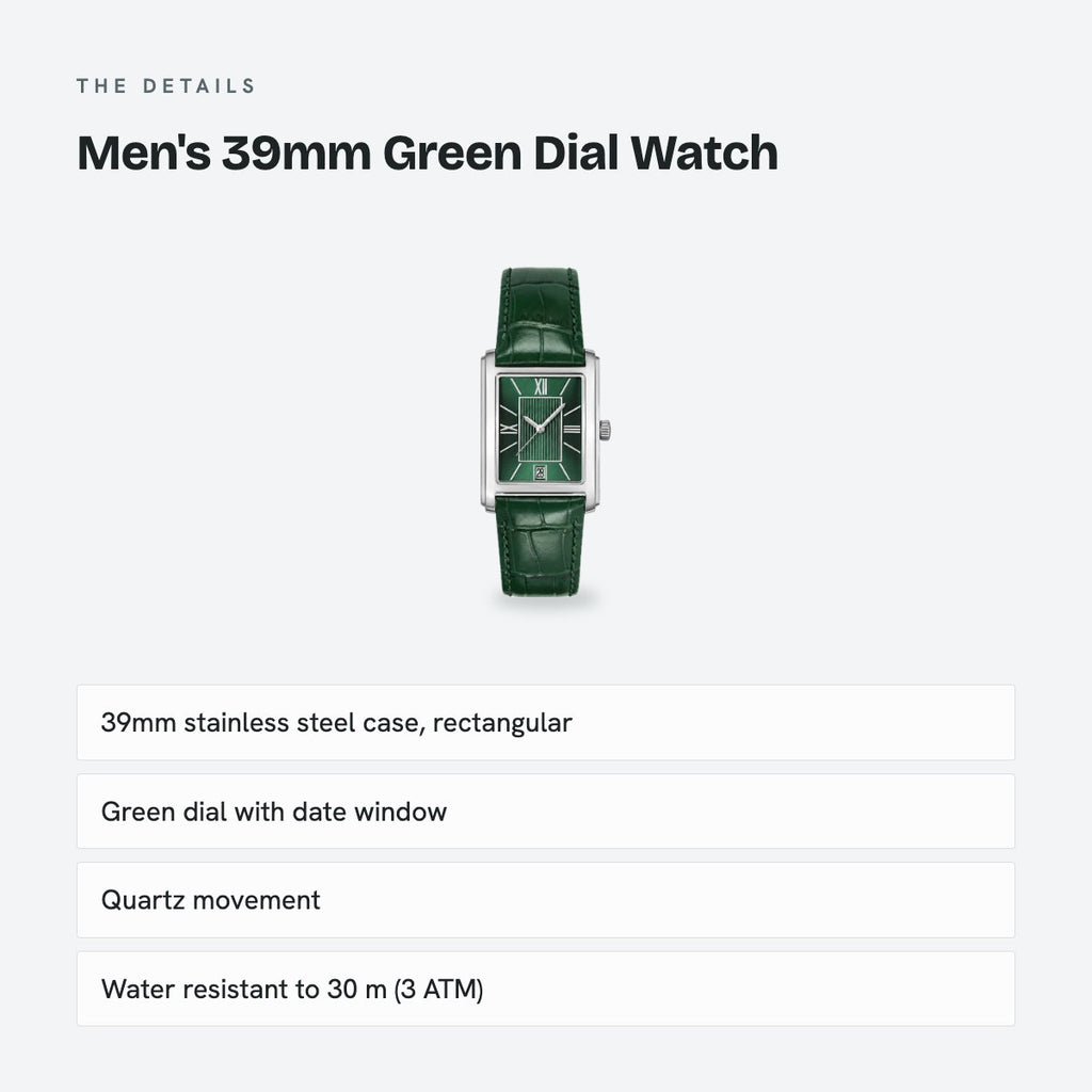 Men's 39mm Green Dial Watch, details
