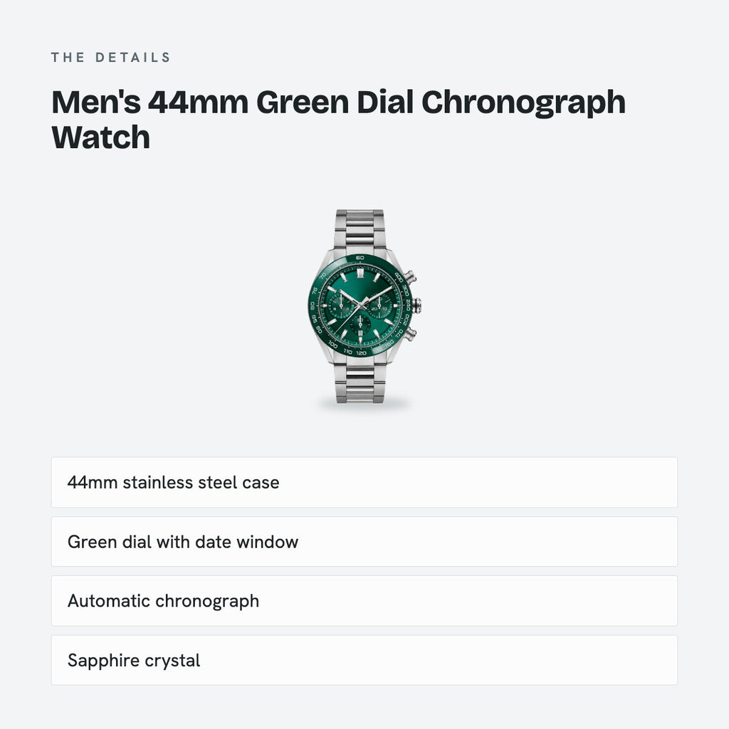 Men's 44mm Green Dial Chronograph Watch, details