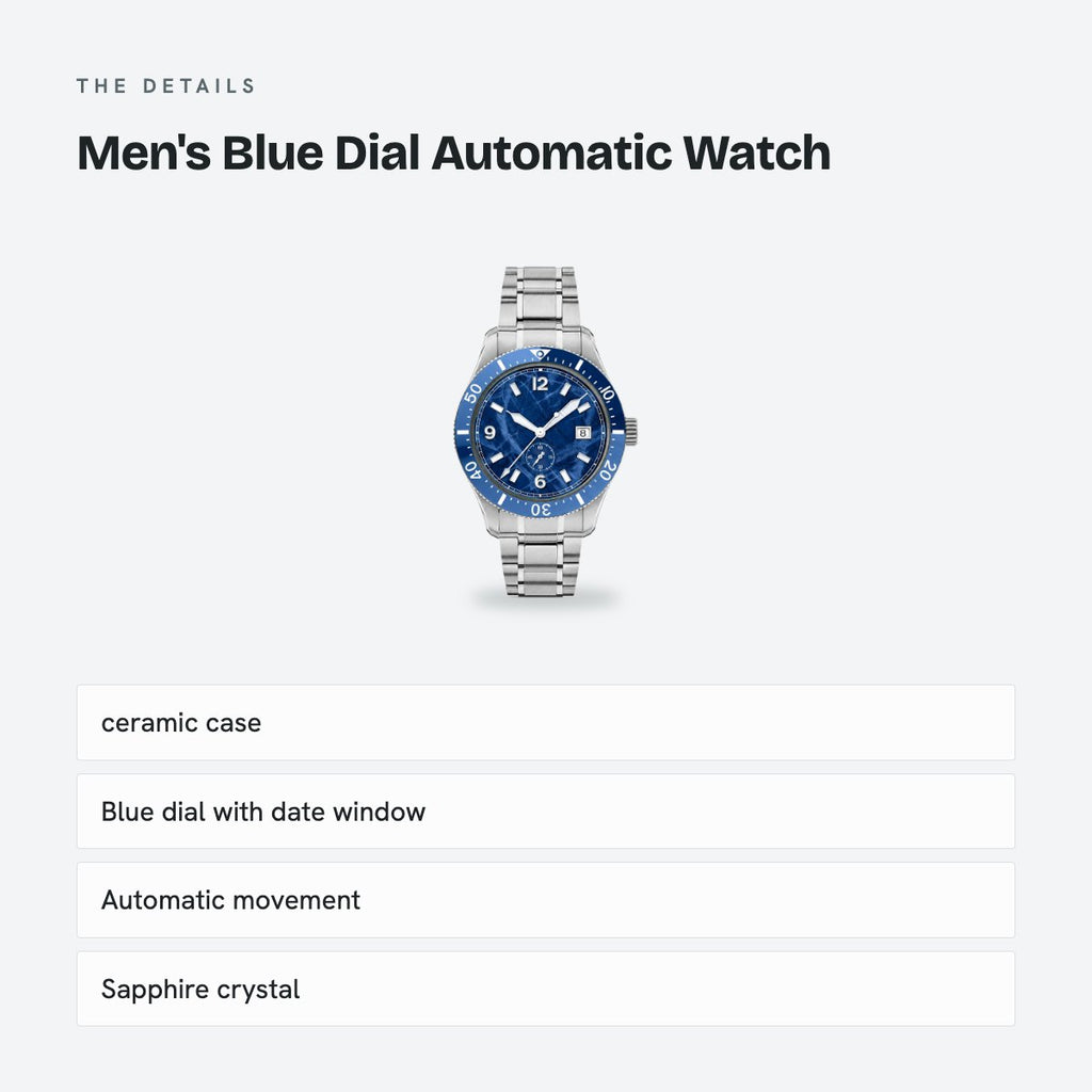 Men's Blue Dial Automatic Watch, details