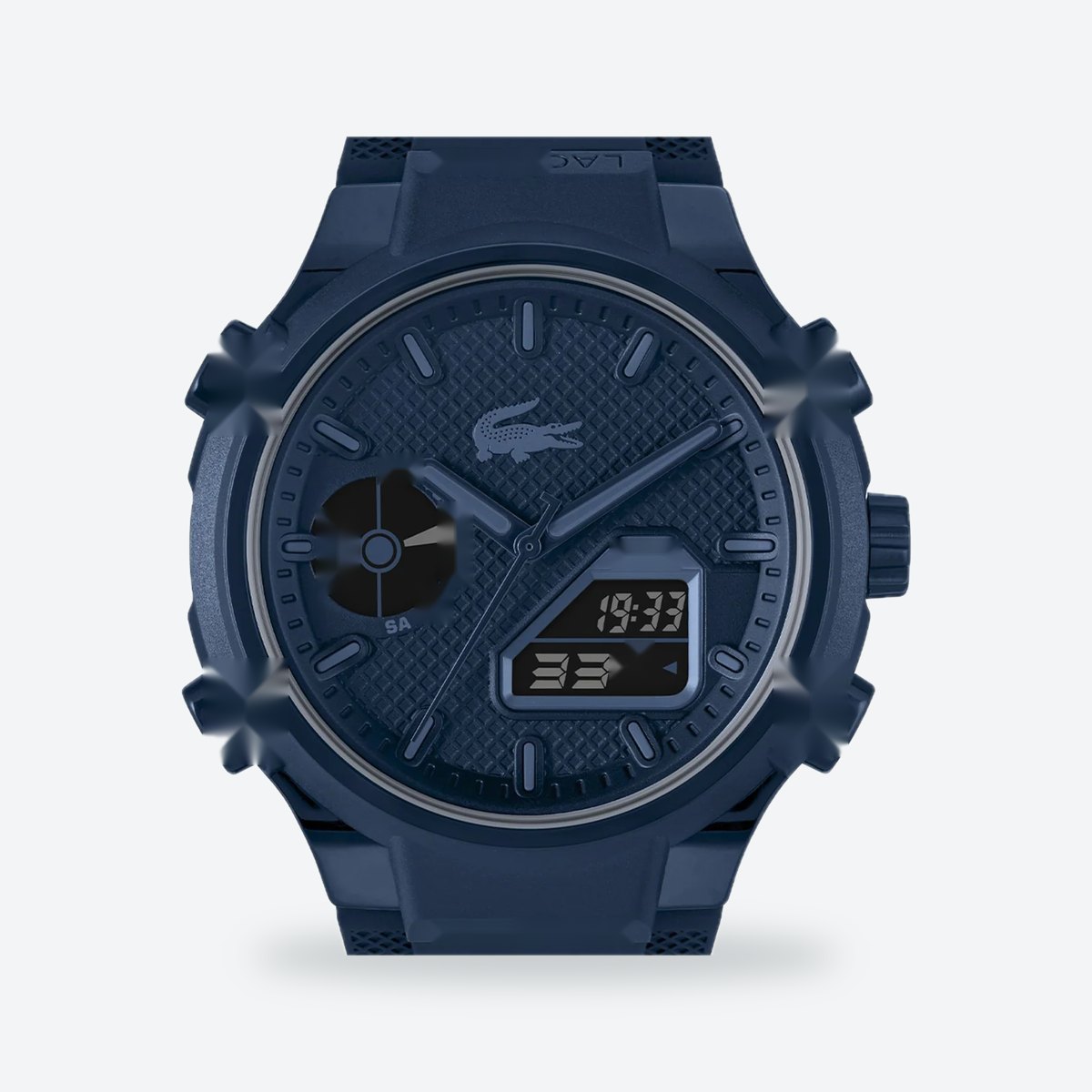 Men's 45mm Blue Dial Watch, Rubber Strap, view 3
