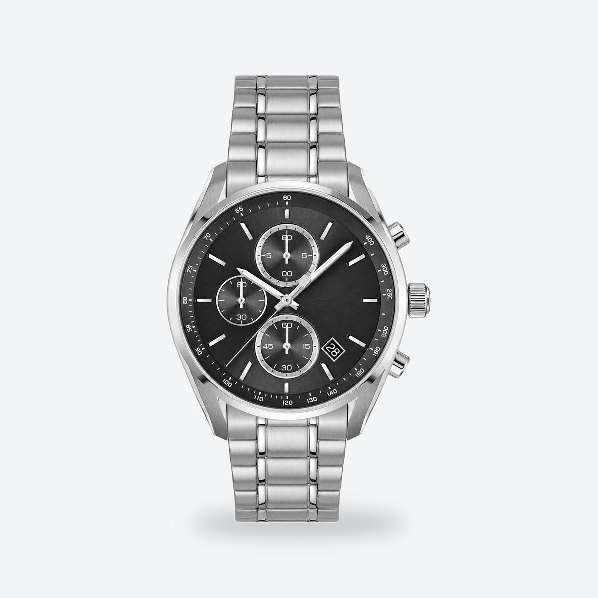 Men's 40mm Blue Dial Chronograph Watch, Black dial / Silver-tone