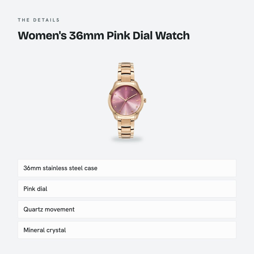 Women's 36mm Pink Dial Watch, details