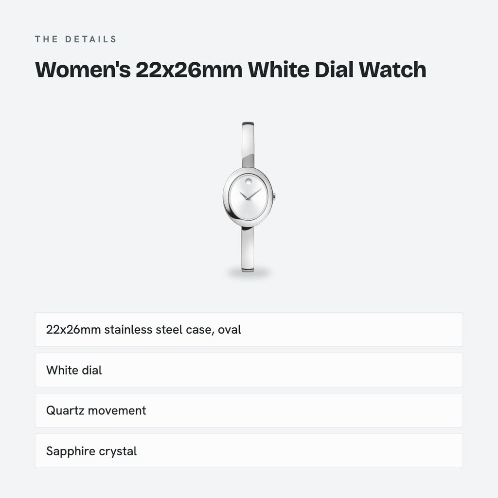 Women's 22x26mm White Dial Watch, details