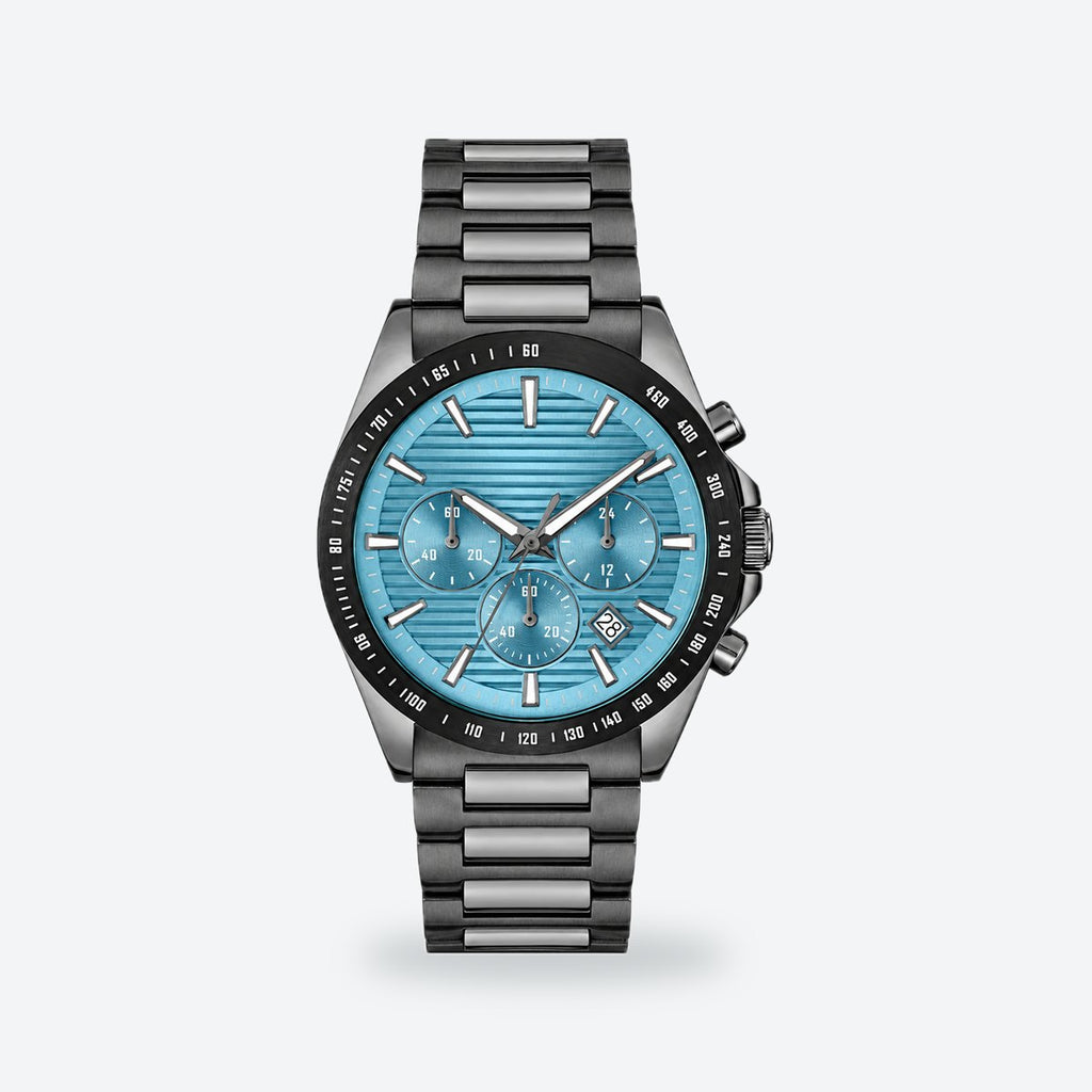 Men's 41mm Blue Dial Watch, Steel Bracelet, Style 2, Blue dial / Grey