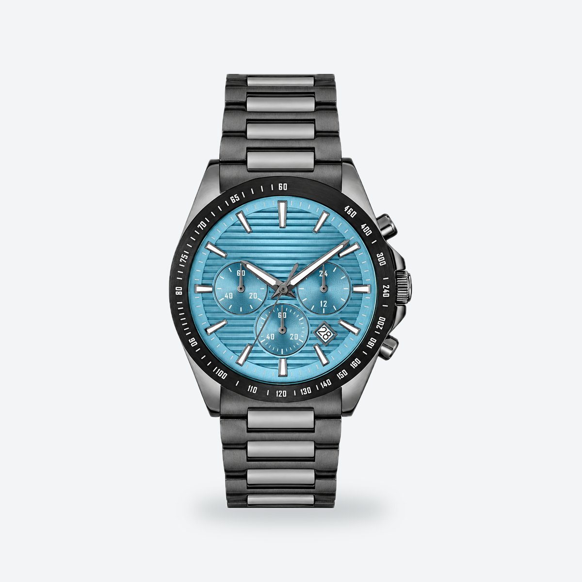 Men's 41mm Blue Dial Watch, Steel Bracelet, Style 2, Blue dial / Grey
