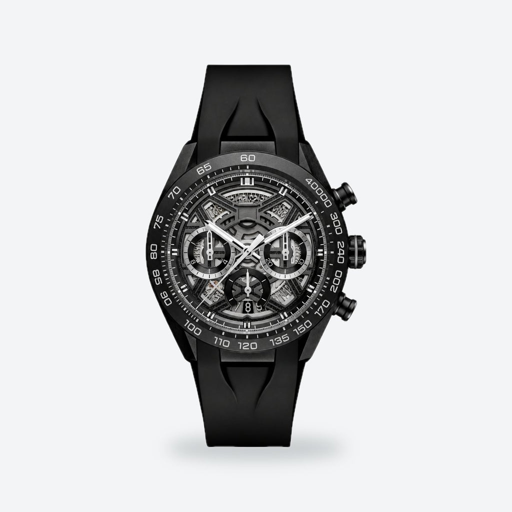 Men's 44mm Blue Dial Automatic Watch, Black dial / Black