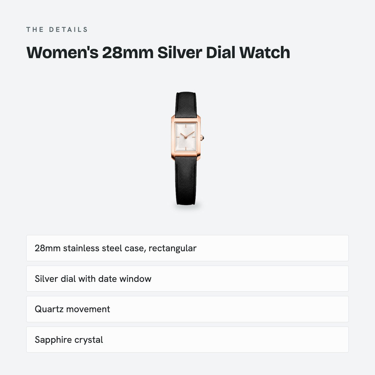 Women's 28mm Silver Dial Watch, details