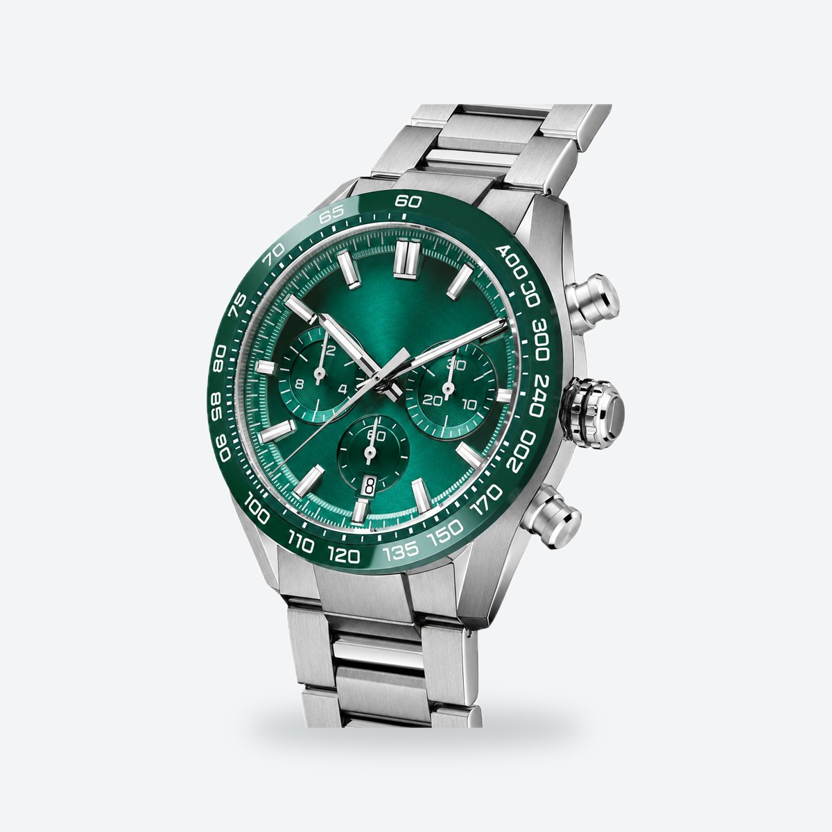 Men's 44mm Green Dial Chronograph Watch, view 3