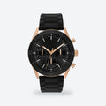 Men's 43mm Black Dial Watch, Rubber Strap, photo