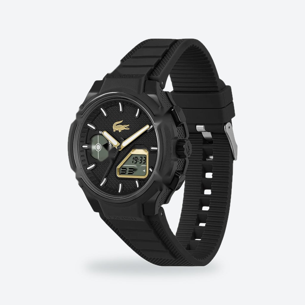 Men's 45mm Black and Gold Dial Watch, view 4