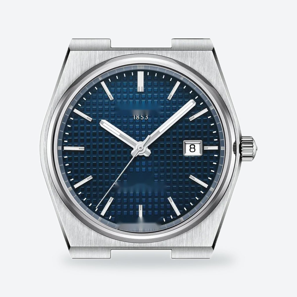 Men's 40mm Steel Watch, Integrated Bracelet, Blue Dial, view 3