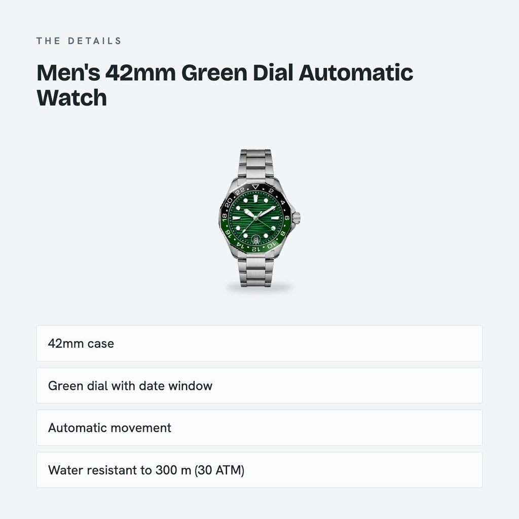 Men's 42mm Green Dial Automatic Watch, details