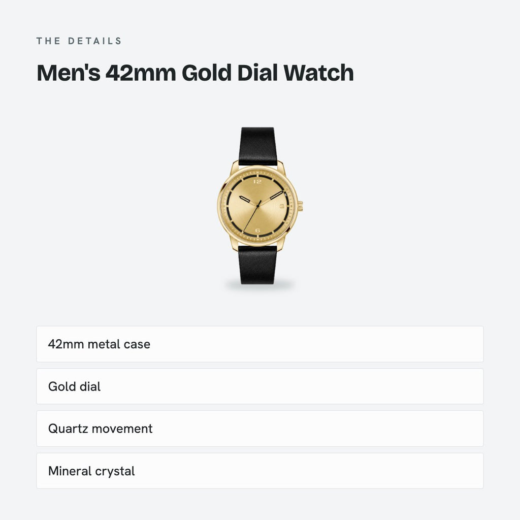 Men's 42mm Gold Dial Watch, details