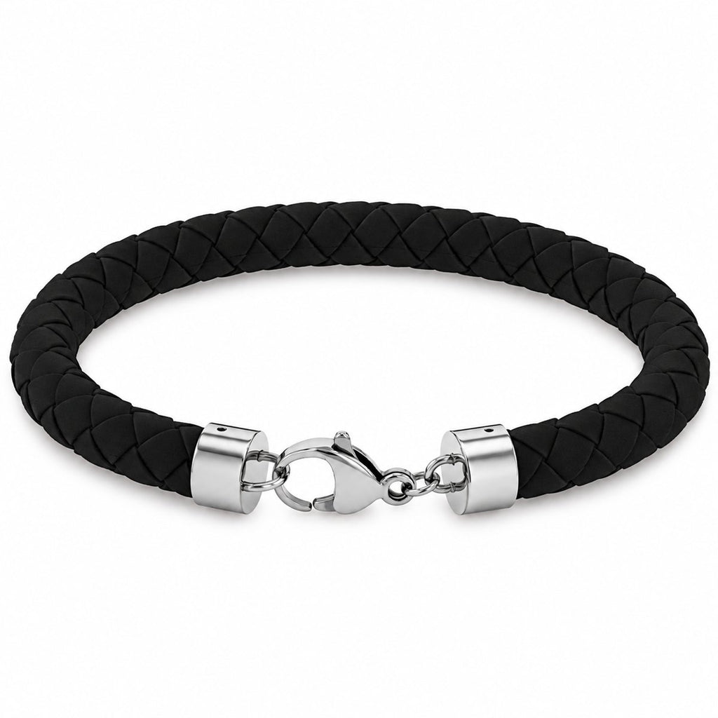 Men's Black Silicone Bracelet, view 3