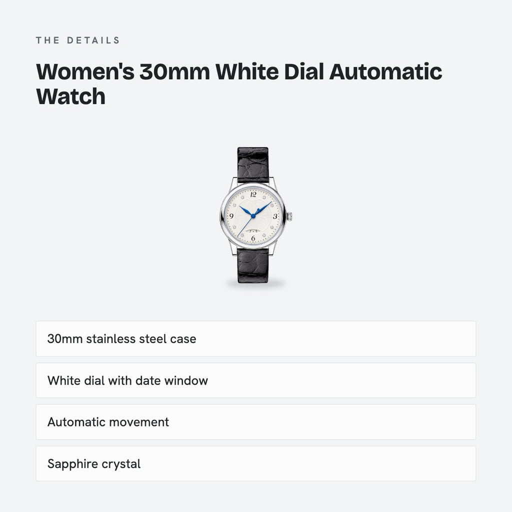 Women's 30mm White Dial Automatic Watch, details